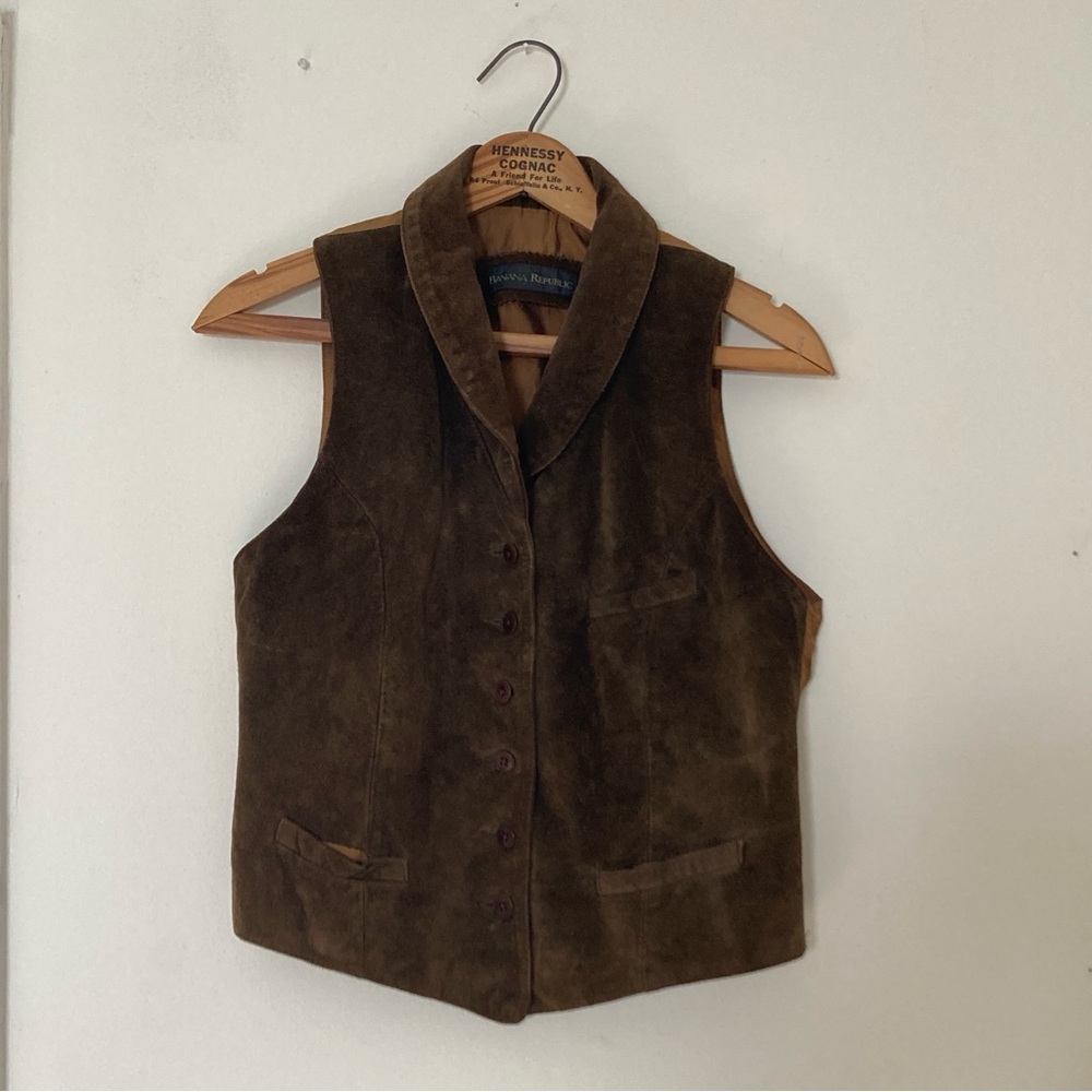 90’s Vintage Banana Republic Brown Suede Leather Vest